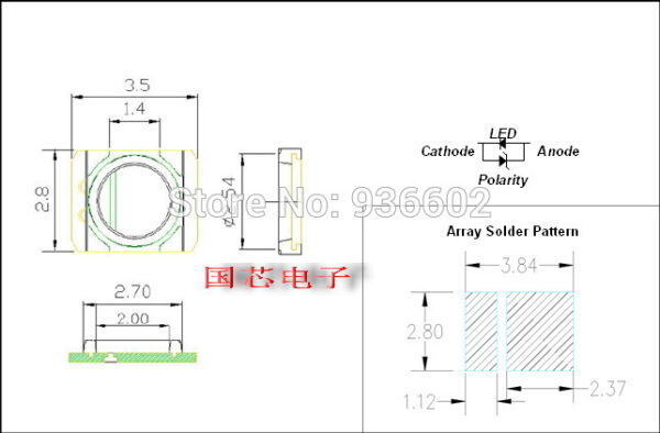 2835 3528 LED backlight LED 3V 1.45W - Image 2