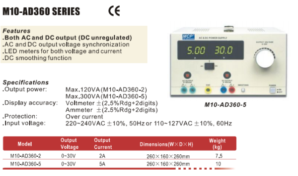 Laboratórny zdroj AD360-2 30V/2A AC/DC 120VA - Image 2
