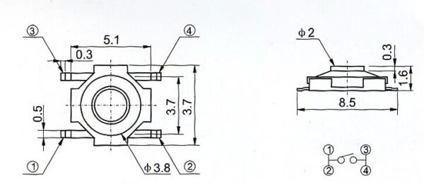 Mikrospínač do DPS - Image 2